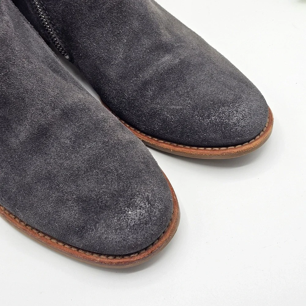 Dolce Vita Suede Ankle Boots Side Zip Booties Women's 8.5 Dark‎ Gray Zip Detail
